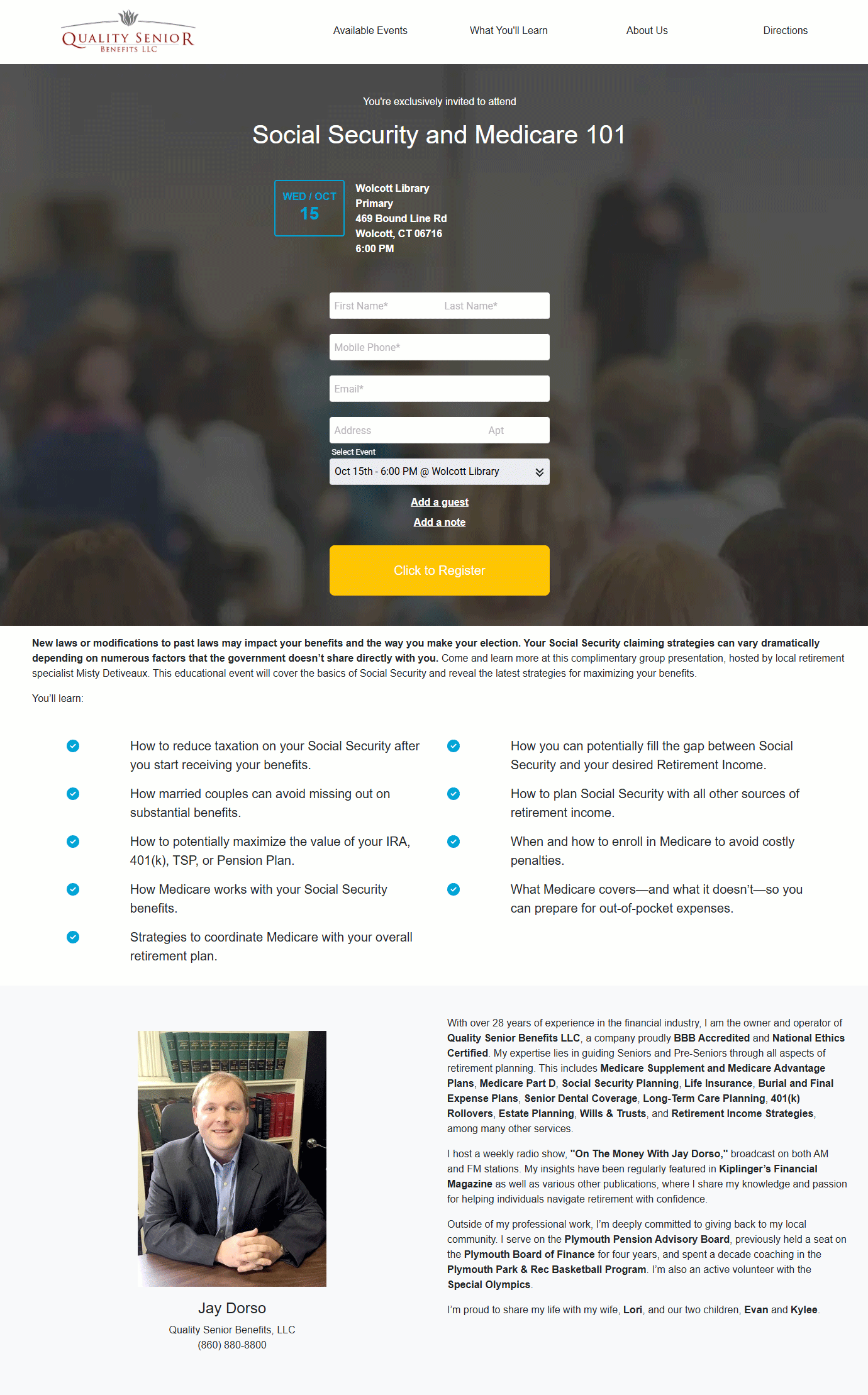 Event flyer: Social Security and Medicare 101